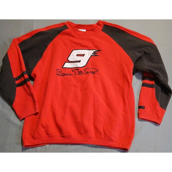 Vintage Bill Elliott NASCAR Sweatshirt Mens XL Racing Red Black #9 Embroidered - Picture 1 of 9